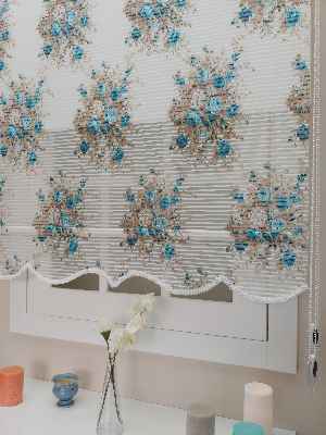 Çift Sistem Tül Stor Perde - Cattivo Series 1633- Beyaz-kahve-turkuaz