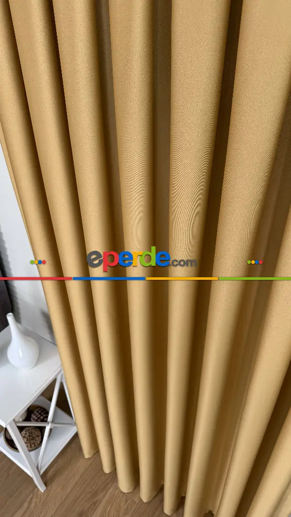 Hardal Sarı Blackout - Karartma Fon Perde, Premium Kalite Serisidir, %90 Oranında Işığı Keser