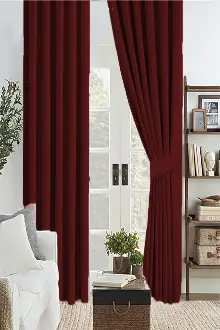 Yatak Odası - Bordo Koyu Karartma Blackout Güneşlik Fon Kalın Perde
