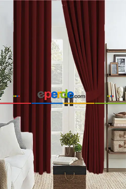 Bordo Koyu Karartma Blackout Güneşlik Fon Kalın Perde