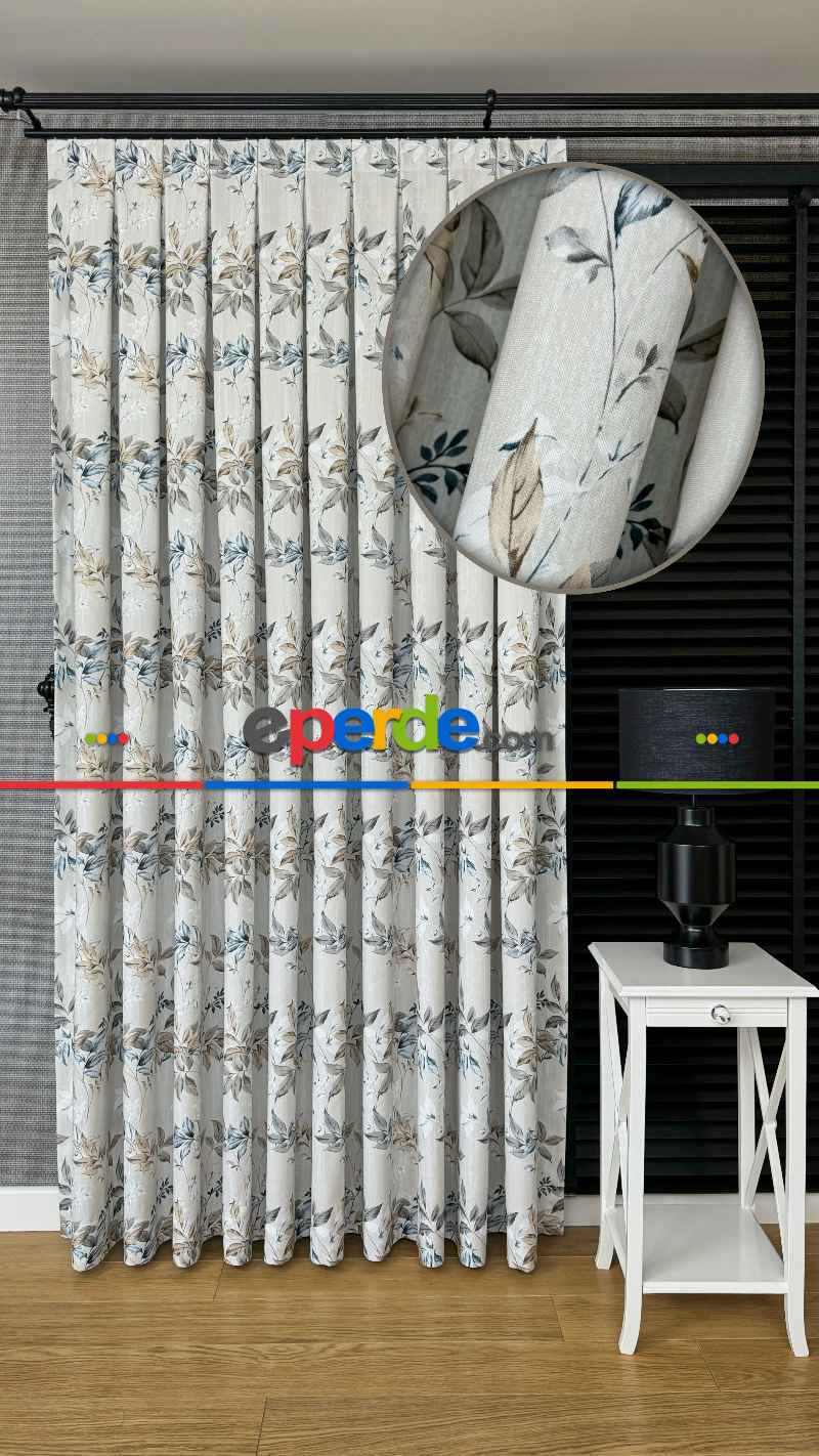 Çiçek Desenli Fon Perde - Premium Seri