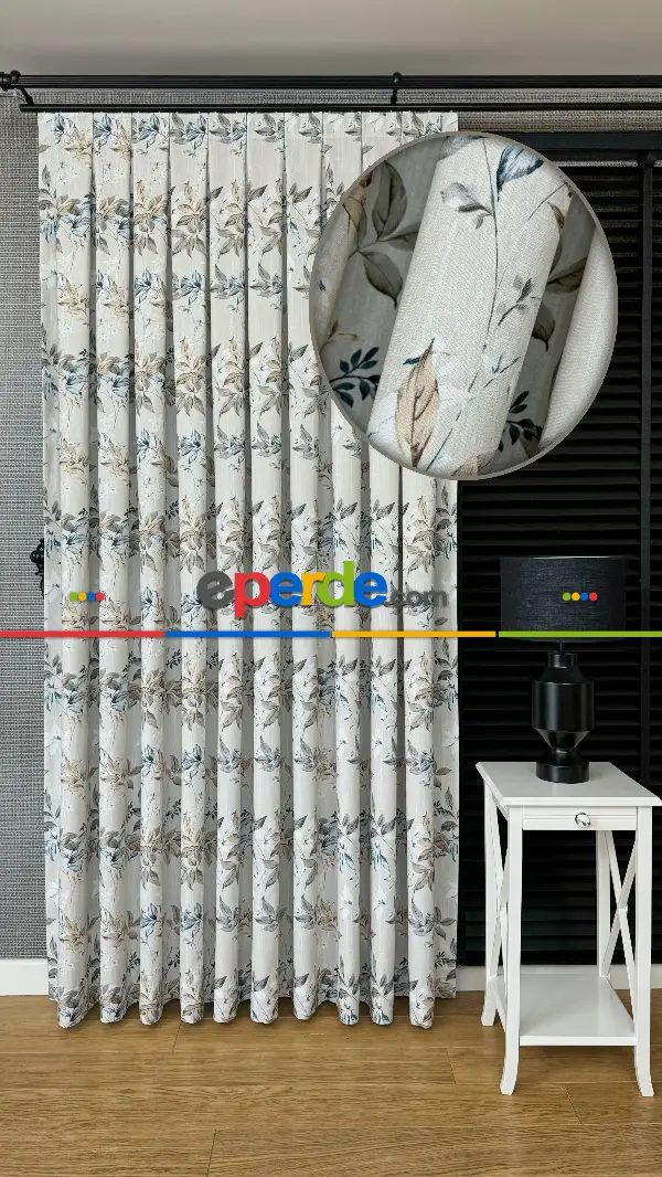 Çiçek Desenli Fon Perde - Premium Seri