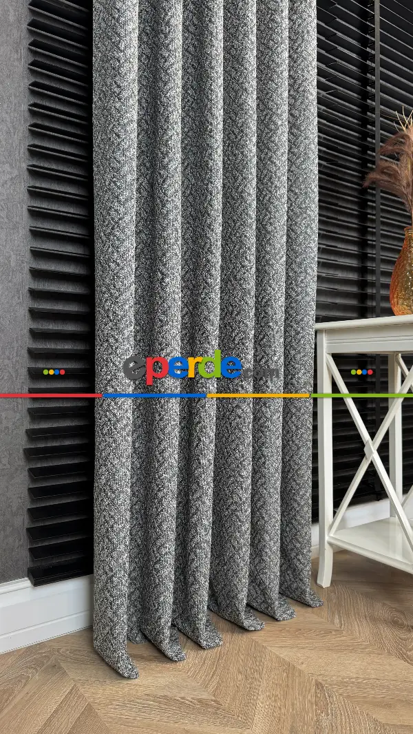 Gri Premium Jakar Dokuma Fon Perde