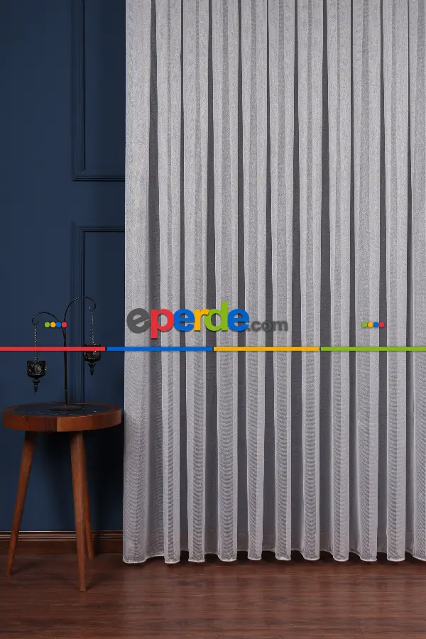 Gri Düz Tül Perde Ütü Istemez