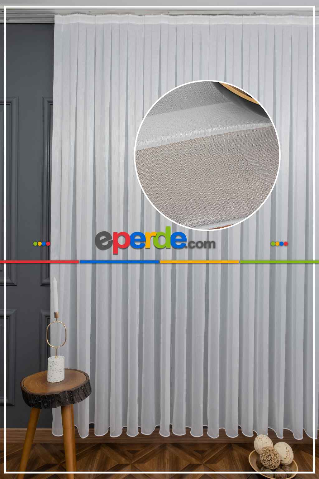 Salon - Çizgili Tül Perde 1.kalite Ağır Gramajlı