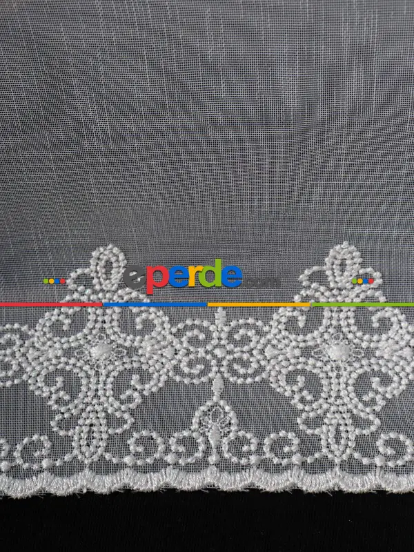 Etek Ucu Nakış İşlemeli Tül Perde