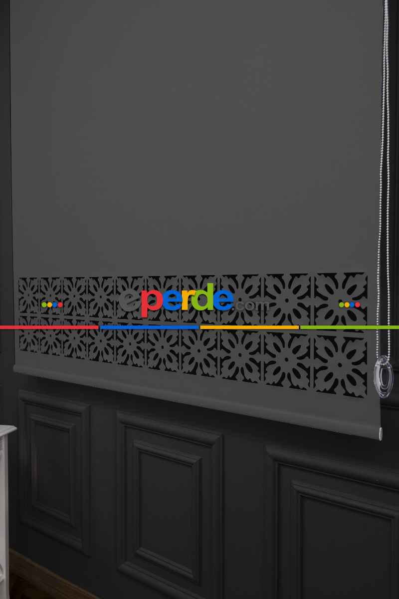 Koyu Gri Renk Lazer Kesim Mat Stor Perde (ister Düz - İster Lazer Kesimli Satın Alın)