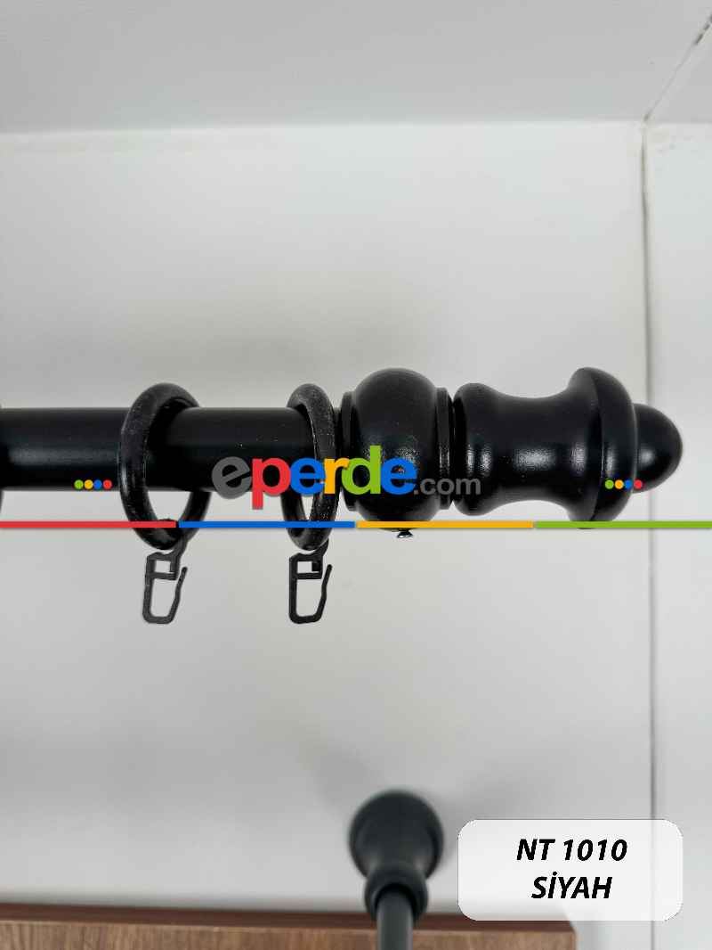 Siyah Raylı Veya Raysız Plastik Halkalı Rustik Perde Askısı