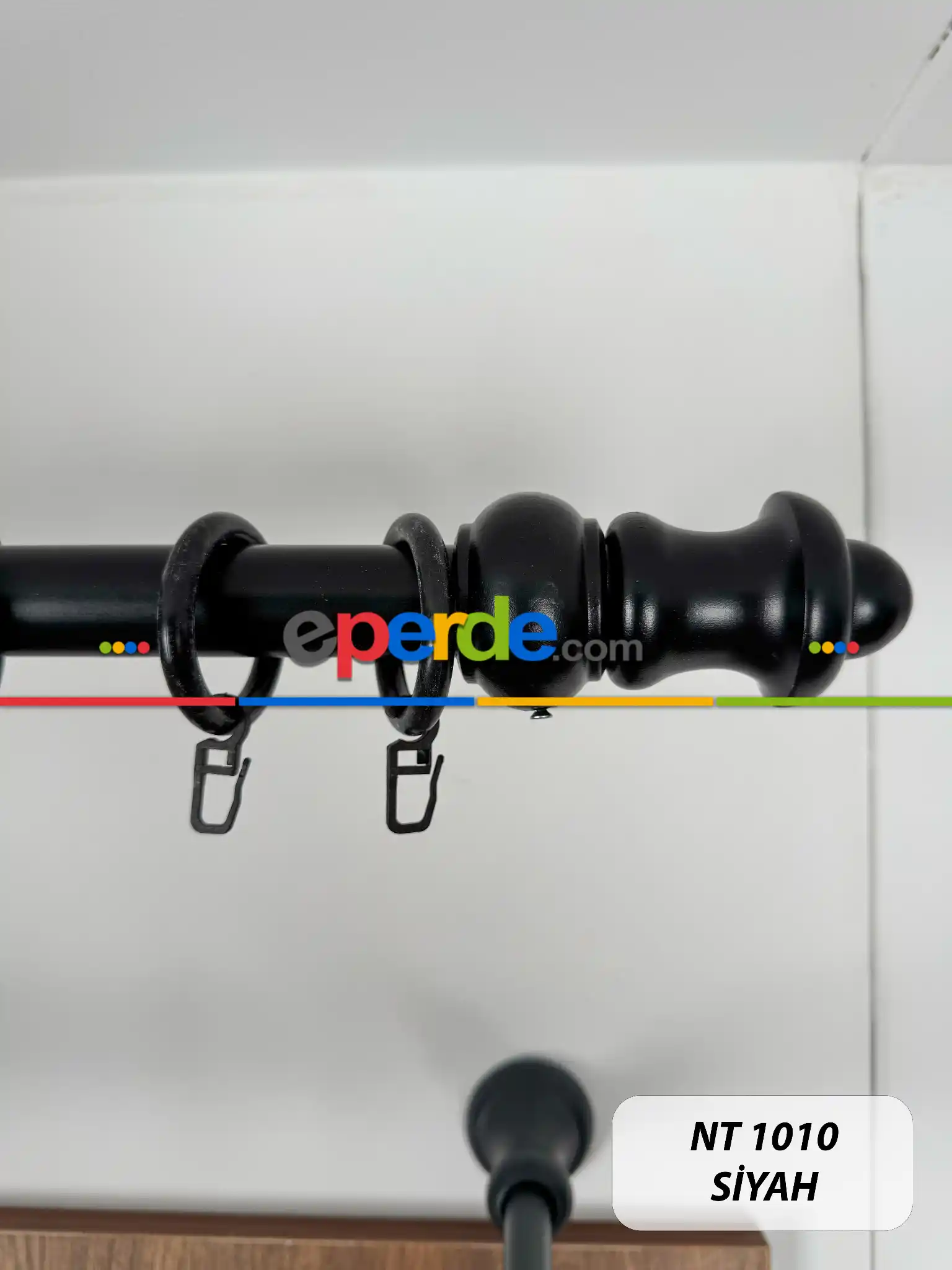 Siyah Raylı Veya Raysız Plastik Halkalı Rustik Perde Askısı