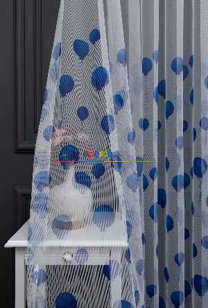 Hazır Ölçülü Petek Zemin Koyu Mavi Renkli Balonlar Desenli Grek Baskılı Tül Perde