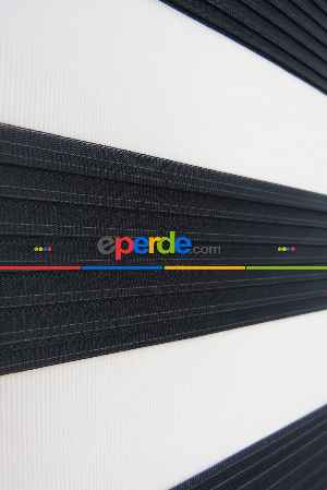 Salon Zebra Perde - Siyah Geniş Pliseli Zebra Perde- Siyah