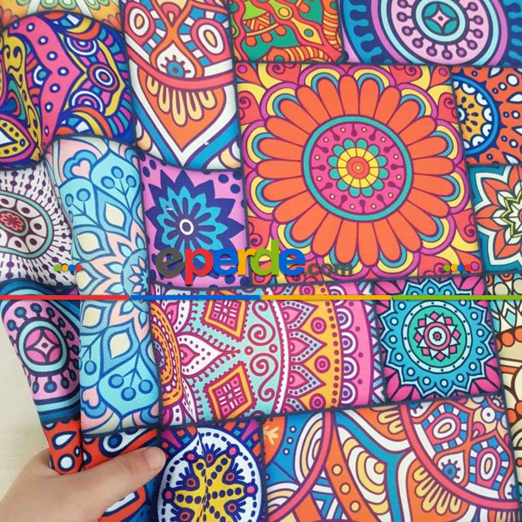 Etnik Desenli Döşemelik Perdelik Kumaş Evm1062-  Çok Renkli 2