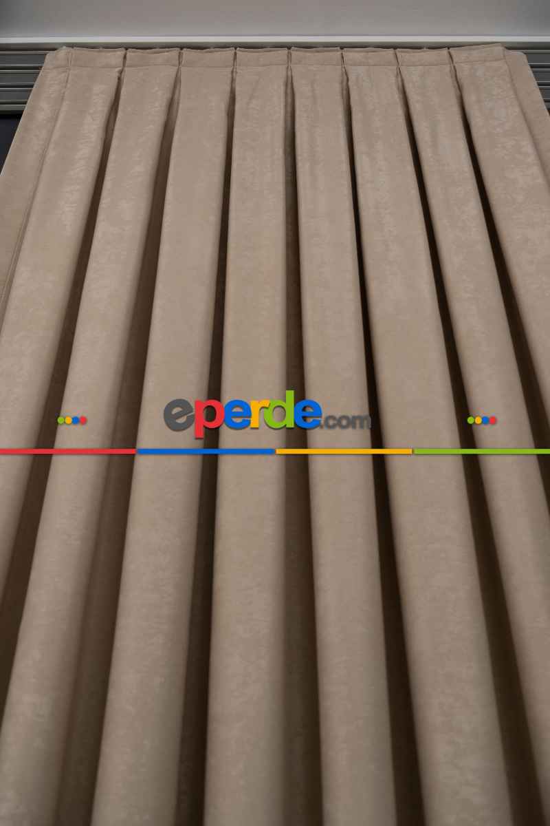 Oturma Odası Soft Fon Perde Bej Dökümlü En - Bej