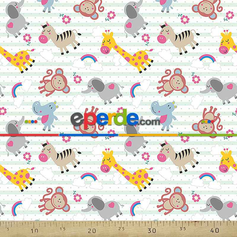 Bebek Odası Fon - Hayvan Desenli Fon Perde Evm686kumaşı Kalındır Duck Bezi Değildir- Sarı