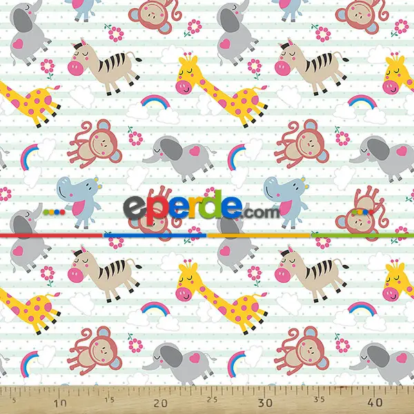 Bebek Odası Fon - Hayvan Desenli Fon Perde Evm686kumaşı Kalındır Duck Bezi Değildir- Sarı