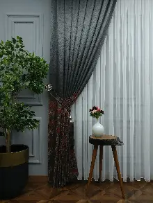 Antrasit Kremit Jakar Fon Perde (180)- Kiremit Rengi