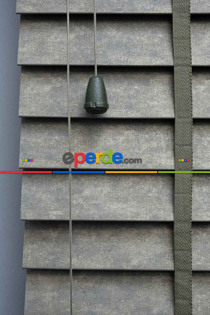 Mutfak 50 Mm Ahşap Jaluzi Perde - Kurdelalı- Haki