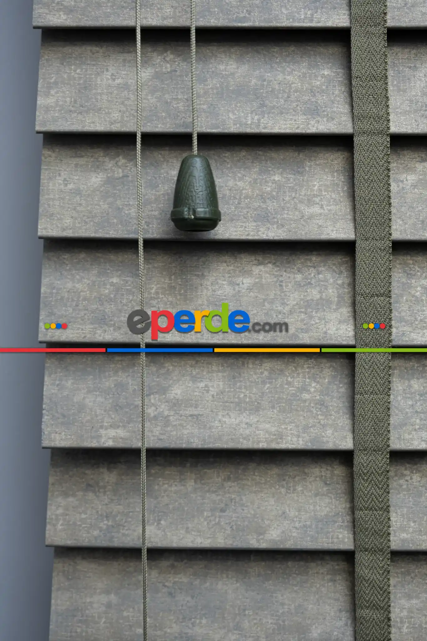 50 Mm Ahşap Jaluzi Perde - Kurdelalı- Haki