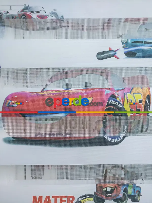 Çocuk Odası - Şimşek Mcqueen Zebra Perde - Arabalar Zebra- Mavi