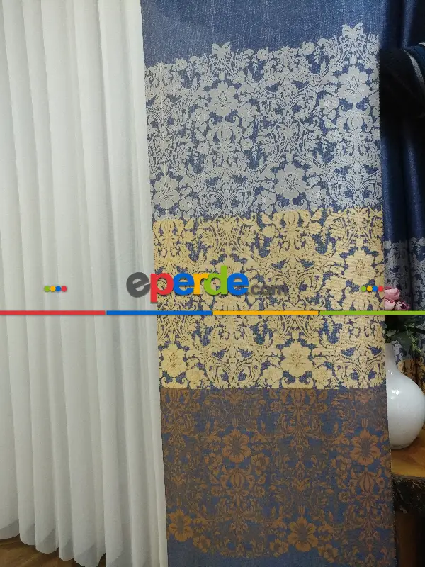 Lens Akıllı Dikey Tül Perde Antik-52- Çok Renkli 2