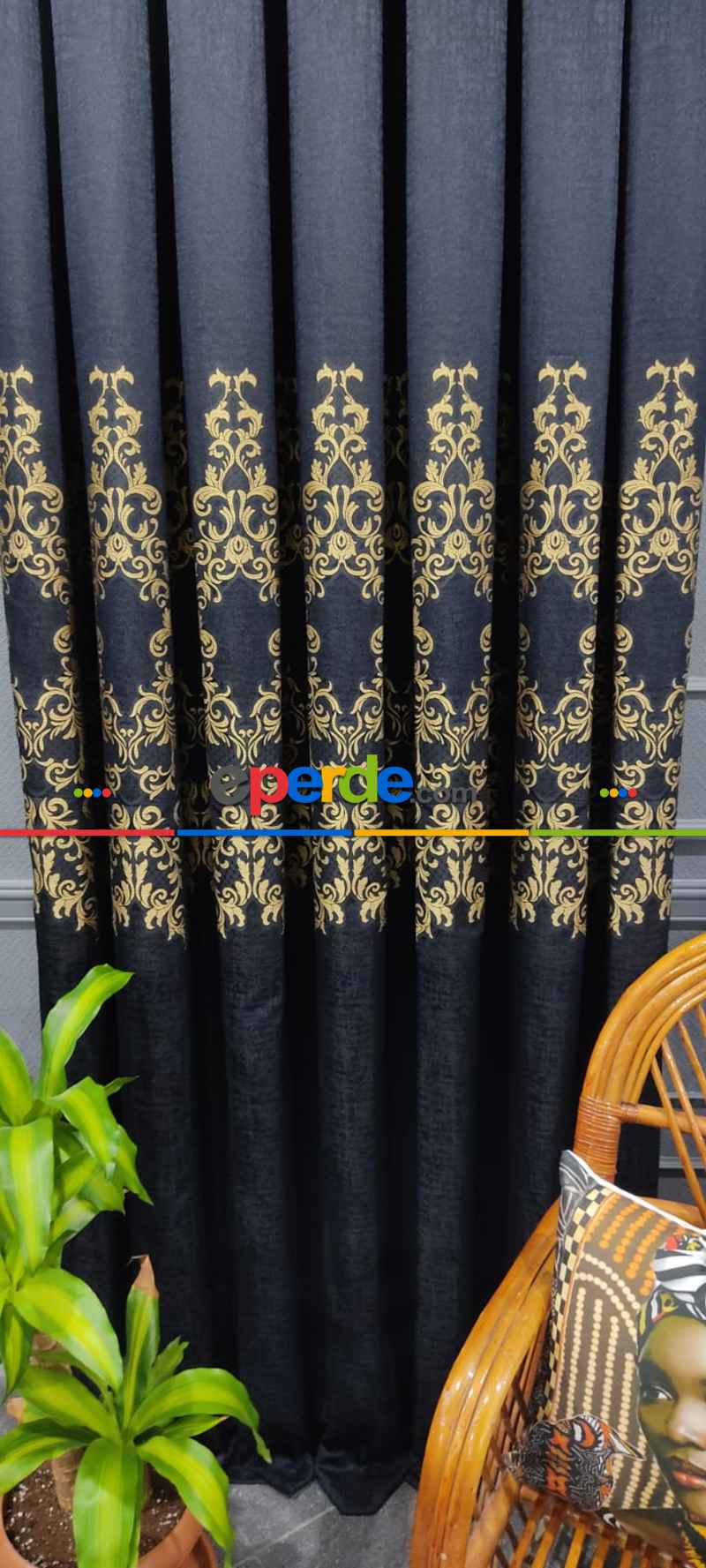 Salon Fon Perde - Lacivert Damask Desenli, Dokuma Fon Perde, Adet Fiyatıdır, İstediğiniz Boy Ölçüsünde Dikilir, Eni 50 İla 100cm Arası Seçenekler, Sık Piledir 50cm X 1cm 