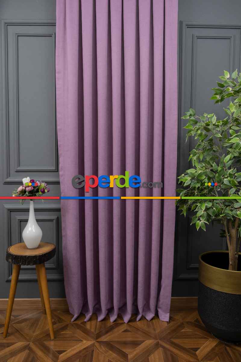 Koyu Lila Düz Fon Perde En Dökümlü Fon Perde
