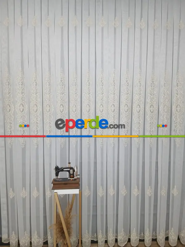 Salon - Brillant Gold Altin Sim Varakli Şehrazat model Tül Perde