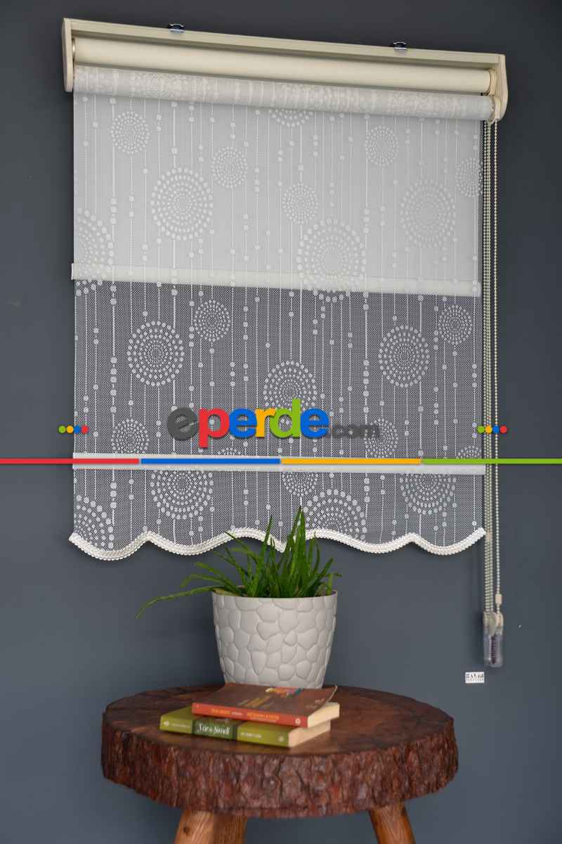 Halim Perdesan Dacuz-208 Beyaz Renk Etekli Veya Eteksiz Çift Mekanizmalı Tül Stor Perde