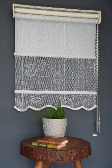 Halim Perdesan Dacuz-208 Beyaz Renk Etekli Veya Eteksiz Çift Mekanizmalı Tül Stor Perde