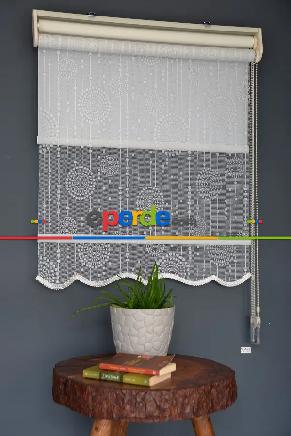 Halim Perdesan Dacuz-208 Beyaz Renk Etekli Veya Eteksiz Çift Mekanizmalı Tül Stor Perde