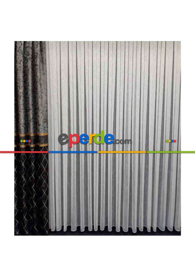 Salon Tül Perde - Şantuk Ütü İstemez Birinci Kalite Keten Görünümlü Kurşunlu Düz Tül