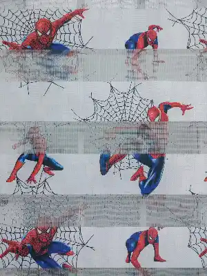 Spiderman Desenli Erkek Çocuk Zebra Perde- Mavi-kırmızı