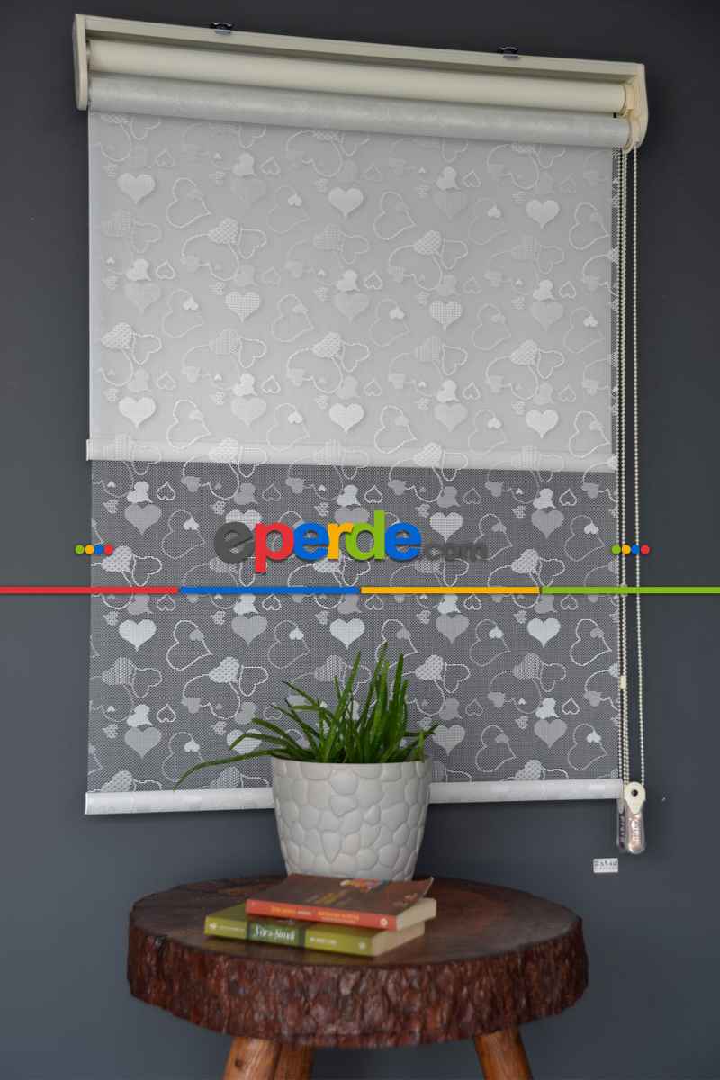 Halim Perdesan Dacuz-202 Beyaz Renk Etekli Veya Eteksiz Çift Mekanizmalı Tül Stor Perde