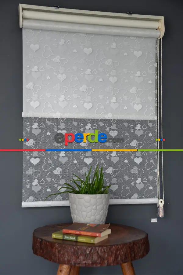 Halim Perdesan Dacuz-202 Beyaz Renk Etekli Veya Eteksiz Çift Mekanizmalı Tül Stor Perde