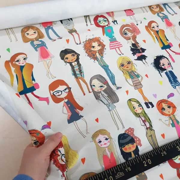 Popart Kız Desenli Fon Perde Evm1061 Kumaşı Kalındır Duck Bezi Değildir- Siyah-Beyaz-Pembe