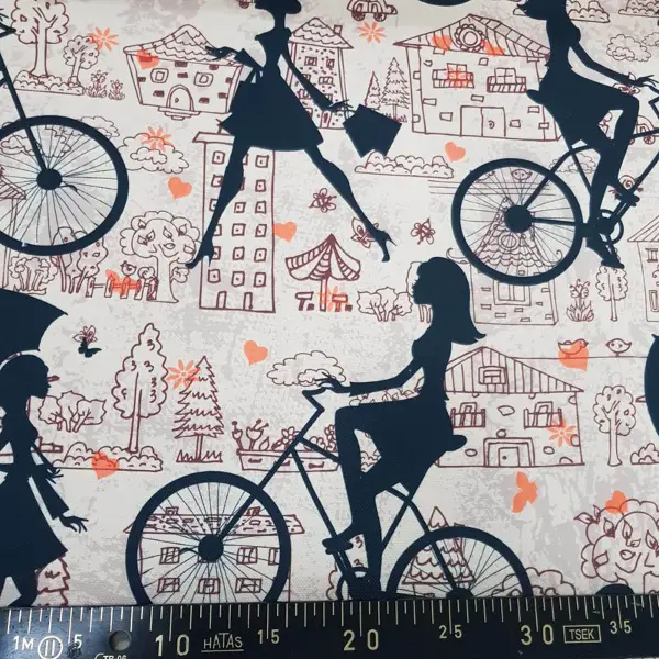 Şemsiyeli Kız Desenli Fon Perde Evm827 Kumaşı Kalındır Duck Bezi Değildir- Siyah-Beyaz