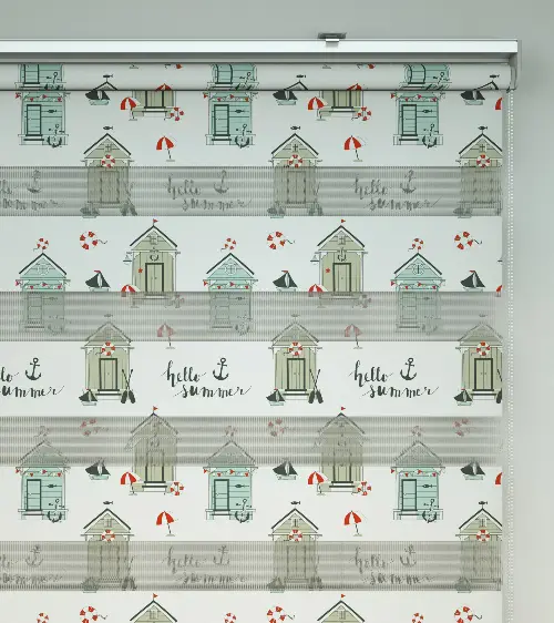 Bekçi Klübesi Baskılı Zebra Perde- Kırmızı-beyaz-turkuaz-turkuaz