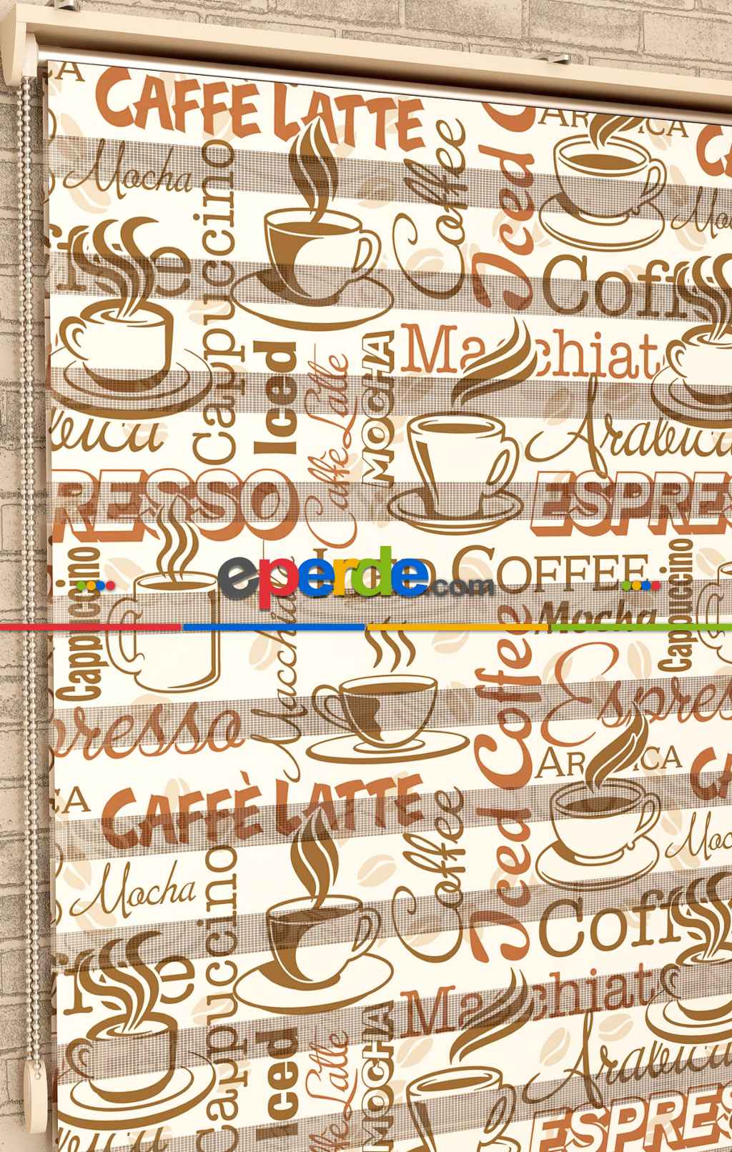 Coffee Expresso - Baskılı Zebra Perde- Çok Renkli 2