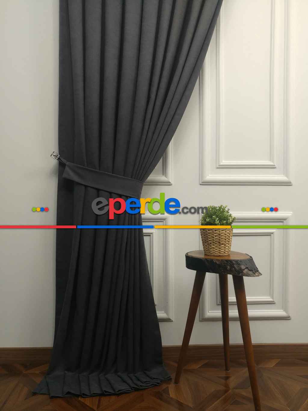 Arzenen Birinci Sınıf Kalite Kadife Dokulu Tek Kanat Fon Perde.- Antrasit