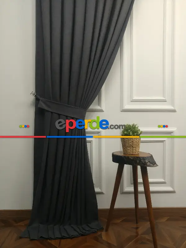 Arzenen Birinci Sınıf Kalite Kadife Dokulu Tek Kanat Fon Perde.- Antrasit