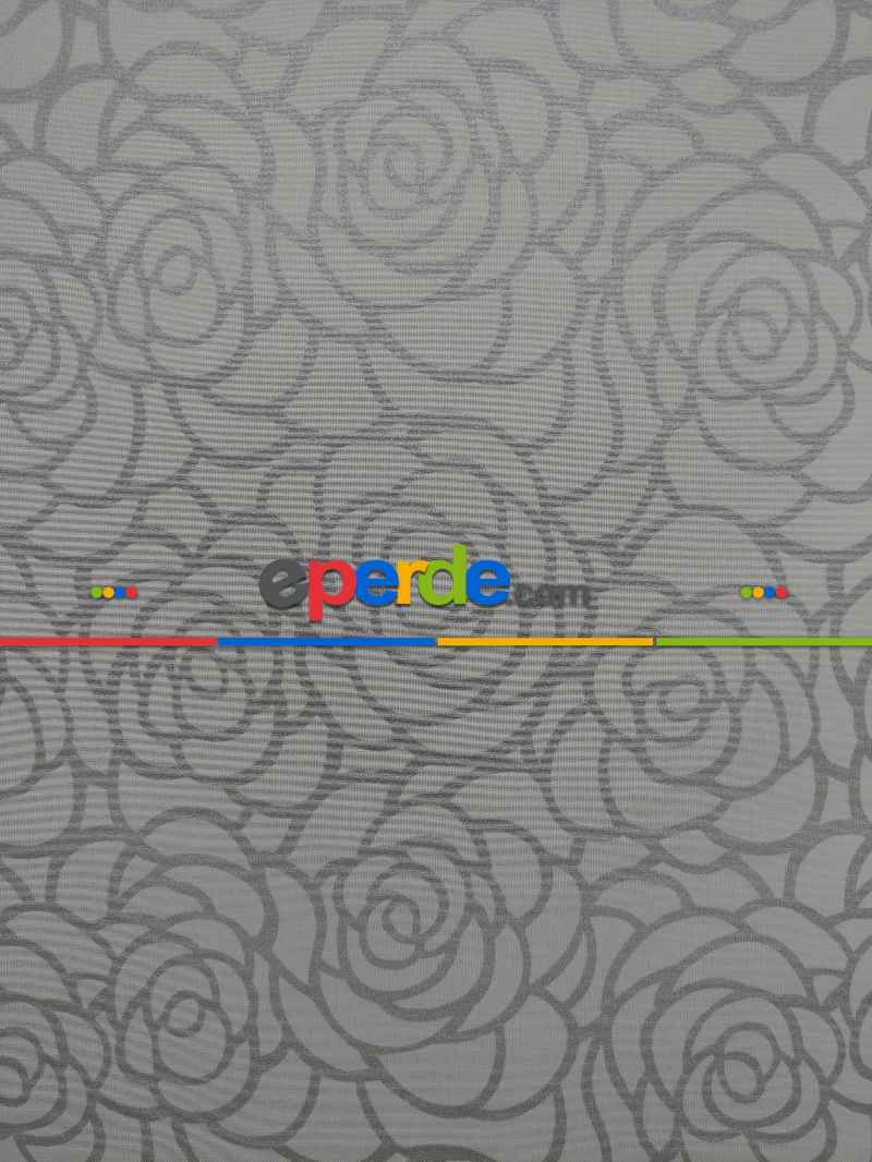 Oturma Odası - Gri Simli Gül Desen Stor- Gri-füme-antrasit-beyaz-gri Simli- Çok Renkli 2