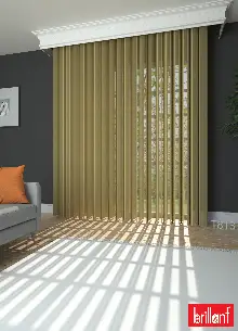 Brillant Akıllı Tül Perde Hardal Renkli Tül Dikey Zebra Perde Düz 1. Kalite