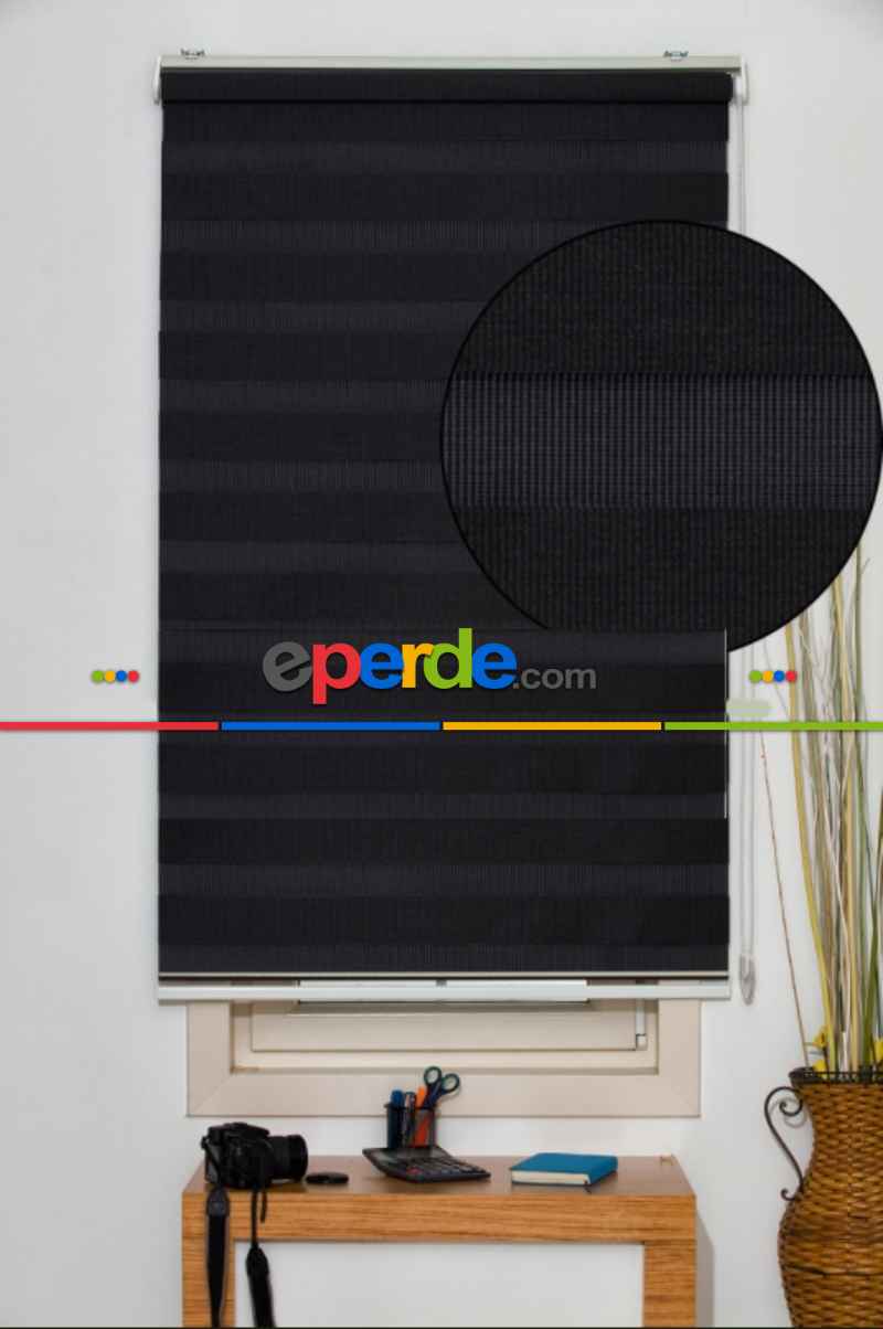 Brillant Siyah Zebra Perde- Siyah