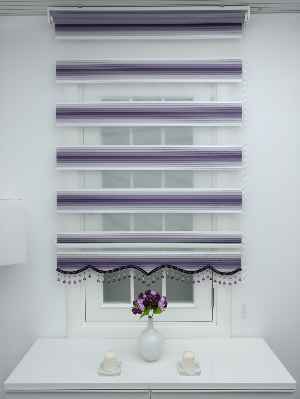 Mor Geçişli Düz Plise Zebra Perde (geniş Pliseli)- Mor