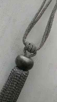 Ahşap Bukle Gri Braçol Perde Bağı- Gri-füme-antrasit