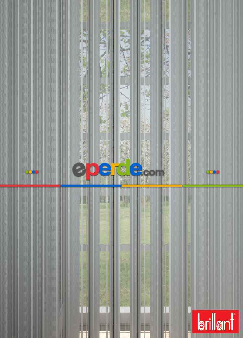 Brillant Akıllı Tül Perde Kremsi Gri Renkli Tül Dikey Zebra Perde Düz 1. Kalite