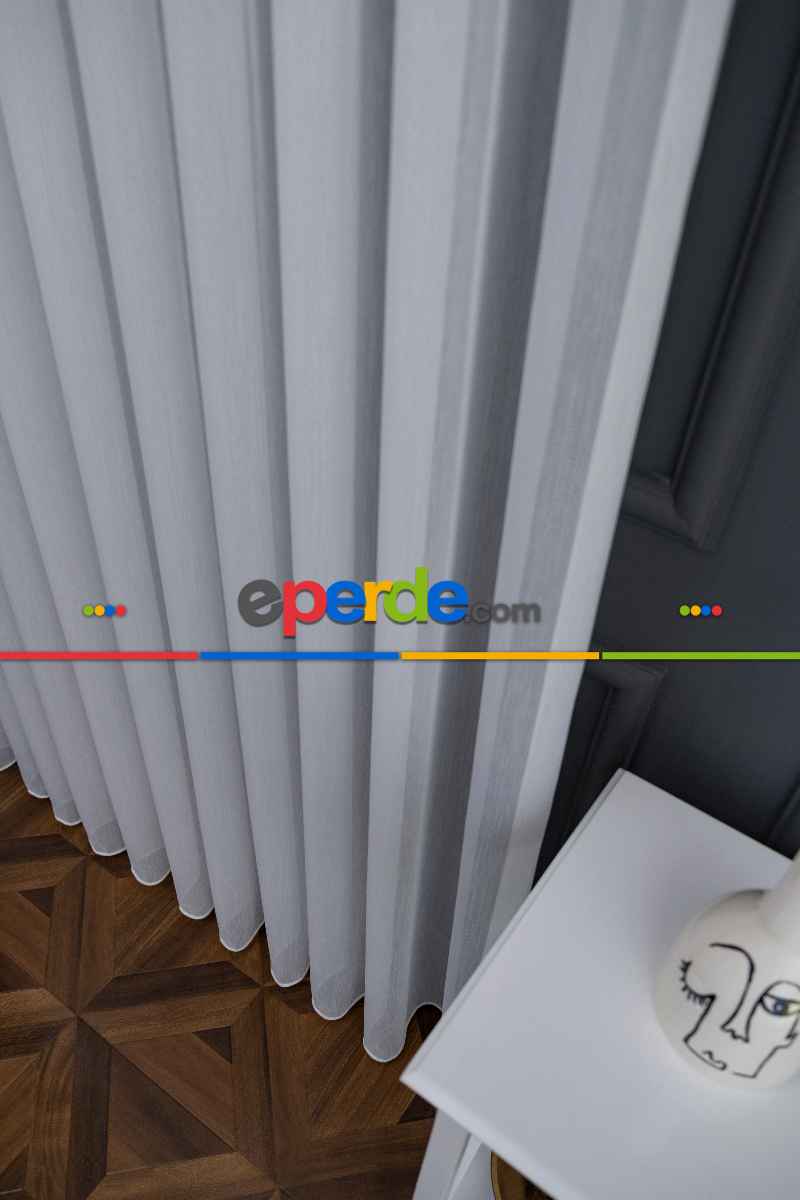 Çizgili Ekru Renkli 1.sınıf Kalite Bambu Tül Perde