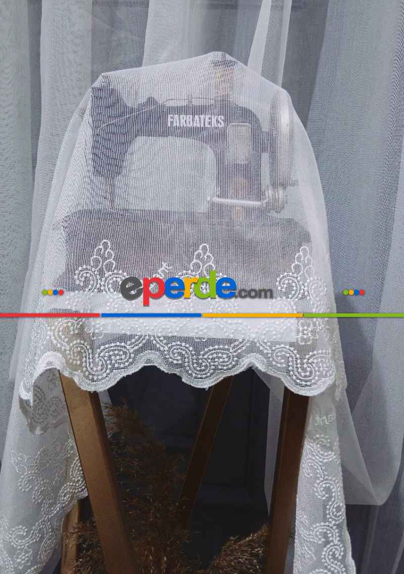 Brillant Lviv Etek Nakışlı Keten Modern Kırısşmaz Ütü İstemez Tül Perde