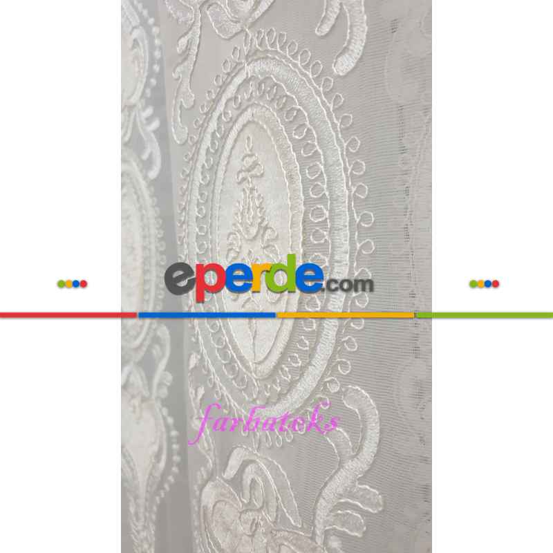 Yatak Odası - Salon Tül Perdesi - Salon Tül - Damask Desen Tül- Beyaz