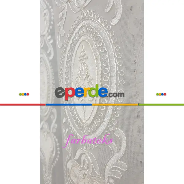 Yatak Odası - Salon Tül Perdesi - Salon Tül - Damask Desen Tül- Beyaz